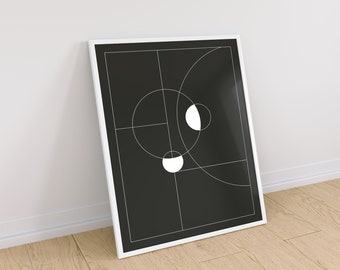 Minimalistische Geometrische Poster, Zwart-Wit Poster, Cirkels en Lijnen, Abstracte Poster, Moderne Kunst | Wanddecoratie | Muurdecoratie