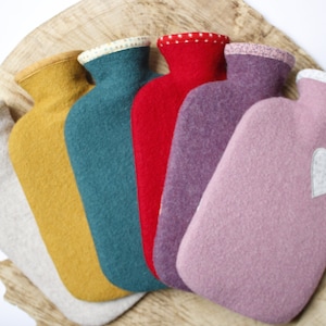 Hot water bottle cover made of wool with heart, wool, without hot water bottle