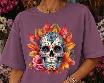 Dia De Los Muertos Comfort Colors shirt, Boho Mexican Sugar Skull Apparel