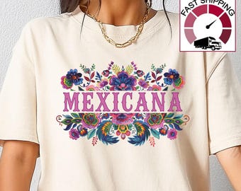 Floral Mexicana Comfort Colors shirt, Hispanic Heritage tshirt