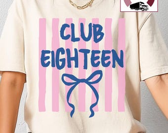 Preppy Club Eighteen Comfort Colors tshirt, 18th Birthday Gift for Girls