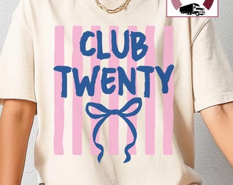 Preppy Club Twenty Comfort Colors tshirt, 20th Birthday Gift for Women