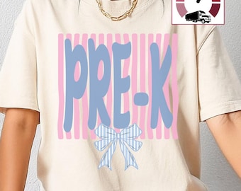 Preppy Prek Teacher Comfort Colors shirt,Striped Pre-k teacher tee,Trendy Pre Kindergarten adult shirt,Pre-k squad tee,Pre k Crew tshirt