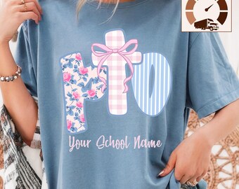 Custom PTO preppy Comfort Colors shirt,Personalized Teacher PTO tshirt,PTO crew,Pto Squad tee,Pto team shirts,Floral Pto Mom tee,Pto board