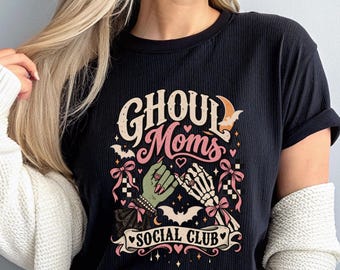 Ghoul Moms Social Club Comfort Colors shirt, Gothic Skeleton Halloween Mother tee