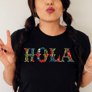 Hola shirt,Spanish Hola shirt,Hello Spanish shirt,Hola shirt with flowers,Spanish floral hello shirt,Hola gift,Spanish teacher shirt