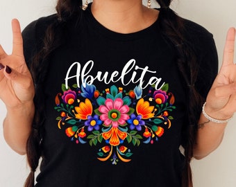 Abuelita floral shirt,Abuela with fowers shirt,Abuela floral folk tshirt,Spanish grandma shirt,Mexican grandma shirt,Latina grandma gift