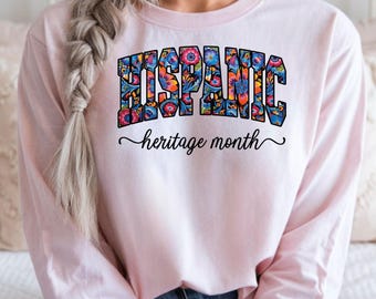 Hispanic Heritage Month Long Sleeve shirt, Mexican Floral Apparel for Women and Men