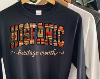 Hispanic Heritage Month Long Sleeve shirt, Mexican Aztec Culture Apparel for Women and Men