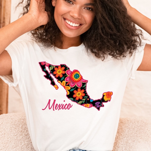 Mexico map shirt,Mexico floral shirt,Mexican shirts,Mexico state with flowers,Mexican shirt women,Mexican gift,Proud mexican shirt