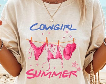 Hot Cowgirl summer Comfort Colors shirt,coastal cowgirl,Beach Cowgirl tshirt,Nashville Girls trip shirt,Western clothing,Cowgirl shirt