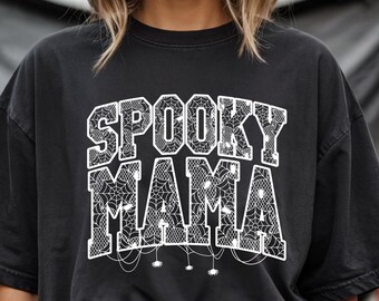Comfort colors® Lace Halloween Spooky Mama shirt,Halloween shirt women,Gothic Mom tee,Lace Spider Web Shirt,Witchy Halloween,Halloween mom