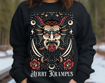 Krampus Sweatshirt,Merry Krampus sweatshirt,Goth Christmas sweatshirt,Retro Krampus sweatshirt,Krampus winter shirt,Krampus apparel,