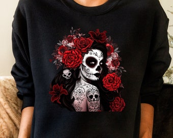 La Catrina sweatshirt,Dia de los muertos sweatshirt,Day of the dead,Sugarskull Sweatshirt,Sugar skull shirt,Mexican shirt,Latina shirt