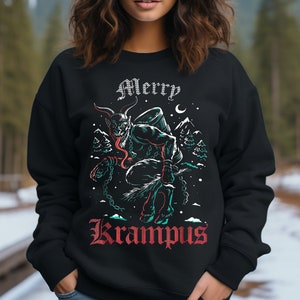 Merry Krampus sweatshirt,Krampus Xmas Sweatshirt,Evil Xmas top,Spooky Christmas sweatshirt,Horror Christmas top,Krampus shirt,Scary Xmas tee