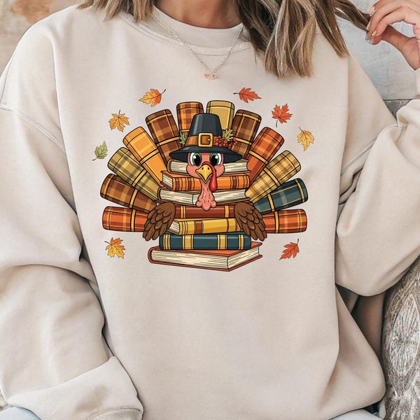 Thanksgiving teacher sweatshirt,Thanksgiving book shirt,Book lover gift,Turkey Librarian,Thanksgiving Shcool tee,Turkey Teacher pullover
