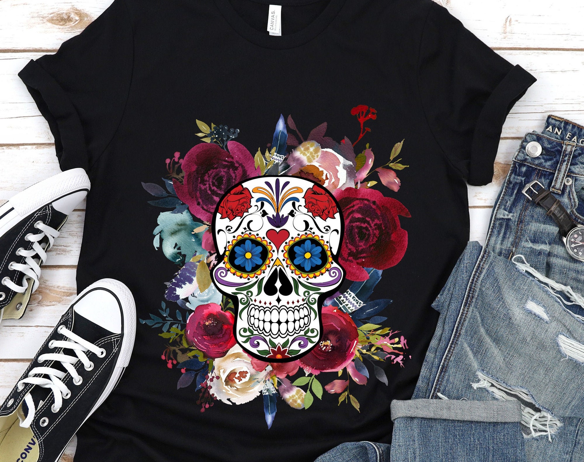 Discover Dia de los muertos shirt,Day of the dead,Sugar Skull shirt,Mexican shirt,Halloween shirts