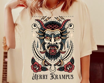Merry Krampus shirt,Christmas Krampus shirt,Goth Christmas shirt,Retro Krampus shirt,Winter shirt Krampus,Krampus Xmas shirt,Krampus apparel