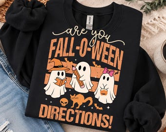 Spooky Ghost Teacher Sweatshirt, Are You Fall-O-Ween Directions Halloween Unisex pullover
