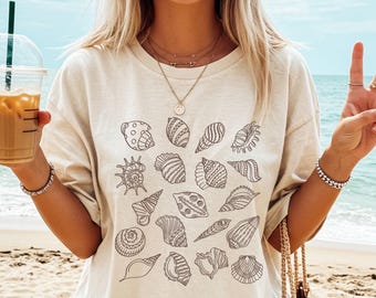 Seashell Summer shirt,Comfort Colors® Shirt,Beach lover gift,Vacation womens tee,Summer Vibes Shirt,Beach party gift for her,Coastaltshirt