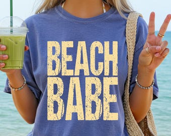Beach Babe Comfort Colors® Shirt,Beach lover gift,Vacation womens tee,Summer Vibes Shirt,Beach party gift for her,Coastal summer shirt