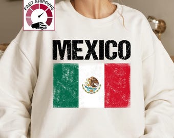 Mexico flag sweatshirt,Mexico jumper,Distressed Mexican flag sweat,Mexican heritage gift,Mexico pullover women,Mexico tee men,Mexican pride