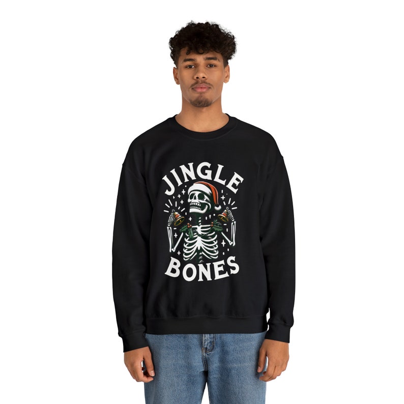 Skeleton Christmas Sweatshirt,Skull Christmas sweatshirt,Jingle Bones funny Sweatshirt,Spooky Xmas Sweatshirt,Scary Christmas Sweatshirt image 2