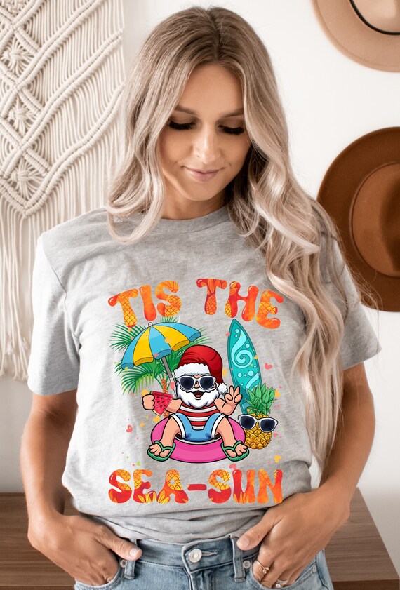 Tis the Sea Sun Shirt,christmas in July Shirt,tropical Christmas