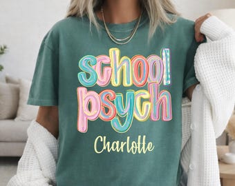 Custom Preppy School Psych Comfort Colors shirt,Personalized Back to School Psychologist tee,Psych Name tshirt,Mental Health tee,Psych tee