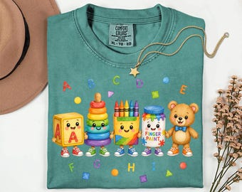 Daycare Teacher Doodle Characters Comfort Colors shirt,Back to School Daycare teacher tee,Kawaii Daycare Teacher Supplies tshirt,Daycare tee