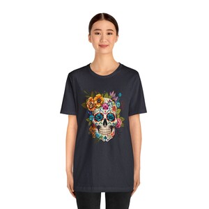 T-shirt Donna Tatuaggio Dia De Los Muertos Messicano 100% Cotone Nero *1042 Bl
