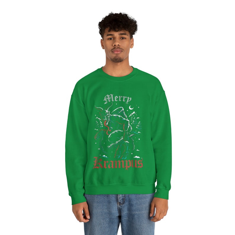 Merry Krampus sweatshirt,Krampus Xmas Sweatshirt,Evil Xmas top,Spooky Christmas sweatshirt,Horror Christmas top,Krampus shirt,Scary Xmas tee image 3