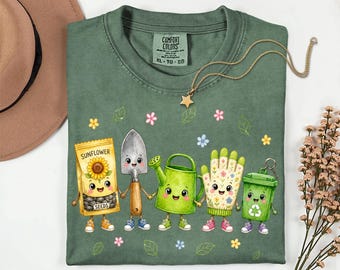 Garden Teacher Doodle Characters Comfort Colors shirt,School Garden Coordinator tee,Agriculture Teacher tee,Environmental Education
