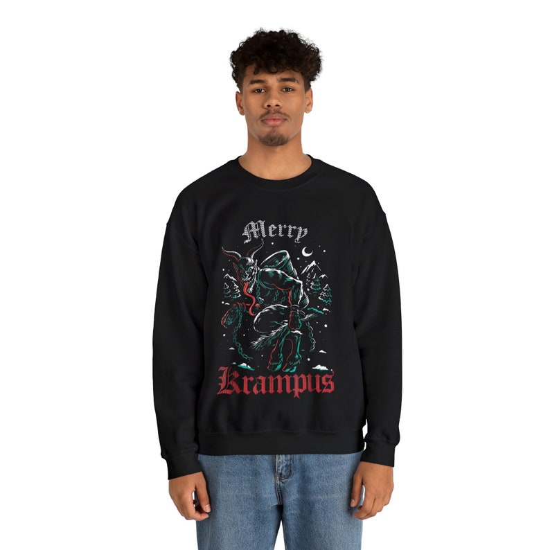 Merry Krampus sweatshirt,Krampus Xmas Sweatshirt,Evil Xmas top,Spooky Christmas sweatshirt,Horror Christmas top,Krampus shirt,Scary Xmas tee image 2