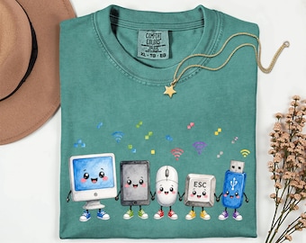 Technology Teacher Doodle Characters Comfort Colors shirt,STEM Teacher Supplies tee,Cute IT teacher tee,Computer Teacher,Elementary teacher
