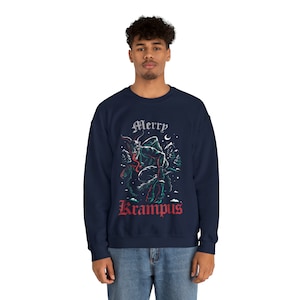 Merry Krampus sweatshirt,Krampus Xmas Sweatshirt,Evil Xmas top,Spooky Christmas sweatshirt,Horror Christmas top,Krampus shirt,Scary Xmas tee image 4