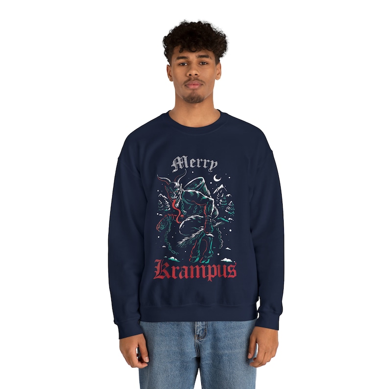 Merry Krampus sweatshirt,Krampus Xmas Sweatshirt,Evil Xmas top,Spooky Christmas sweatshirt,Horror Christmas top,Krampus shirt,Scary Xmas tee image 4