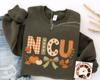 NICU Fall Sweatshirt, Autumn Neonatal intensive Care Unit tee