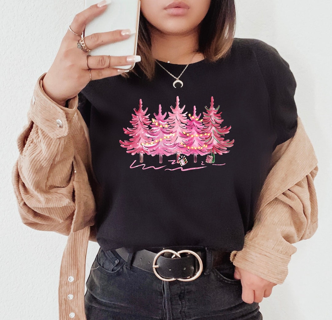 Pink Christmas Shirt,pink Christmas Trees Shirt,christmas Trees Shirt