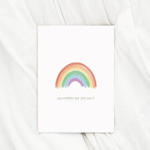 Geburtskarte Regenbogen Baby Karte zur Geburt Willkommen auf der Welt Glückwunschkarte Baby Geschenk Geburt Mama Geschenk karte Baby