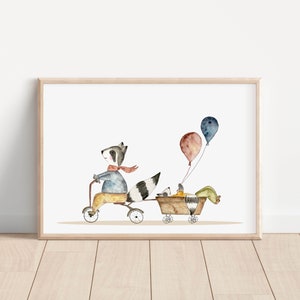Poster Waschbär Kinderzimmer Babyposter Baby Geschenk Geburtstagsgeschenk Poster Mädchen Jungen Geschenke Kinderposter Geburt Geburtstag