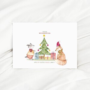 Weihnachtskarten Fuchs Dachs karte Weihnachten Frohes Fest Karte Geschenk Weihnachtsgeschenke Kinder Geschenk Weihnachtsmotiv Grußkarte