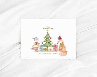 Cartes de Noël Carte de blaireau de renard Carte de Noël Joyeuses Fêtes Cadeau Cadeaux de Noël Cadeau pour enfants Motif de Noël Carte de vœux