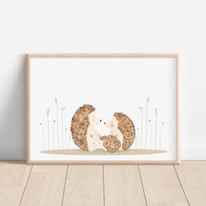 Süßer Igel Familie Poster Igel A4 Kinderposter Igel Baby Poster Kinderzimmer Tierbilder Geschenk kinder Geschenk Geburt Geburtstag Geschenk