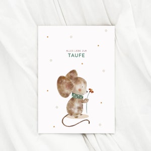 Karte zur Taufe Maus Taufkarte kinder Glückwunschkarte Taufe karte Maus mit Umschlag Baby Geschenk Taufe Kinder Geschenk Maus kinderkarte