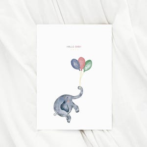 Geburtskarte Elefant Hallo Baby karte Geschenk Geburt Grußkarte mit Umschlag Geschenk Geburt Mutter Geschenk Geburtsgeschenk Mama Babykarte