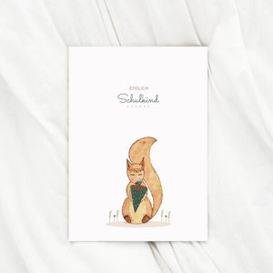 Karte zur Einschulung Eichhörnchen Endlich Schulkind Grußkarte Karte Kinder Glückwunschkarte zur Einschulung Schulanfang Karte 1. Schultag
