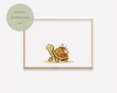Digital Kunstdruck Schildkroete A4 · Aquarell Poster Kinderzimmer · Digitaler Download · Wanddeko Kind · Geschenk Geburt Taufe