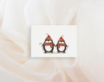 Mini card Christmas penguin A7 postcard Christmas Christmas card mini cards penguin Christmas gift small card gift wrapping