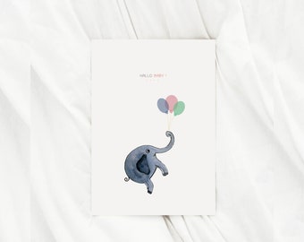 Karte zur Geburt Elefant Hallo Baby karte Geschenk Geburt Grußkarte mit Umschlag Geschenk Mutter Geschenk Geburtsgeschenk Mama Babykarte